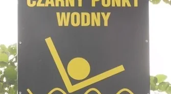Czarny punkt wodny na dzikiej plaży w Lginiu