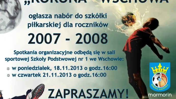 Nabór do szkółki piłkarskiej Korony Wschowa