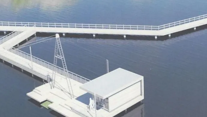 Wyciąg do nart wodnych na wiosnę