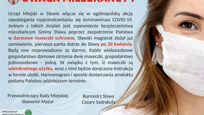 Mieszkańcy gminy Sława otrzymają maseczki!