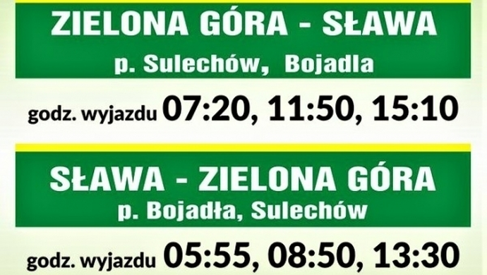 Autobusowe połączenie Sławy z Zieloną Górą.