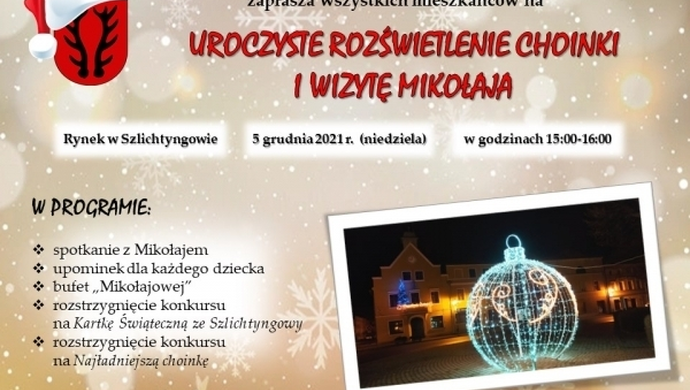 Uroczyste rozświetlenie choinki na rynku w Szlichtyngowie