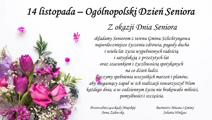 Życzenia Burmistrz Wielgus i Przewodniczącej Zalewskiej z okazji Dnia Seniora
