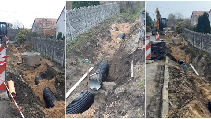 Trwa zabudowa rowu w Starych Drzewcach