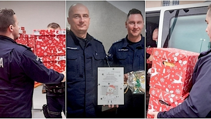 Świąteczne paczki od wschowskich policjantów trafiły do Domów Dziecka