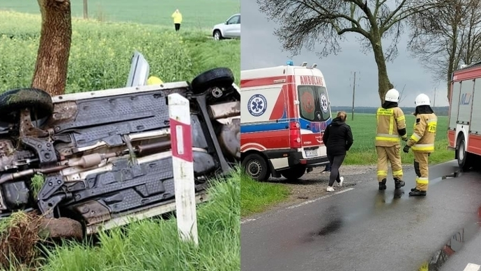 28-letni kierowca Skody Fabii dachował na drodze Sława-Stare Strącze (FOTO)