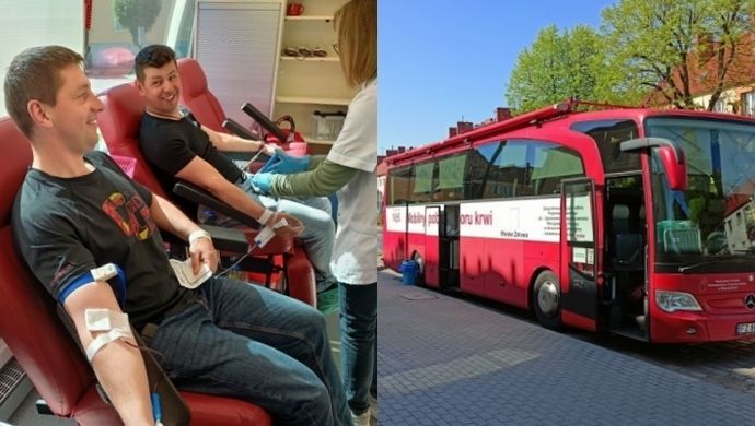 Pod wschowską komendą policji stanął krwiobus (FOTO)