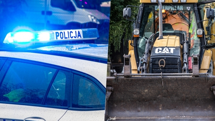 Koparko-ładowarka staranowała Seata, a kierowca... napił się wódki!