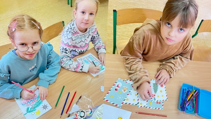 Młodsi ozdabiają, starsi piszą życzenia. Kartki świąteczne od uczniów ze Sławy trafią do hospicjum