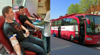 Pod wschowską komendą policji stanął krwiobus (FOTO)