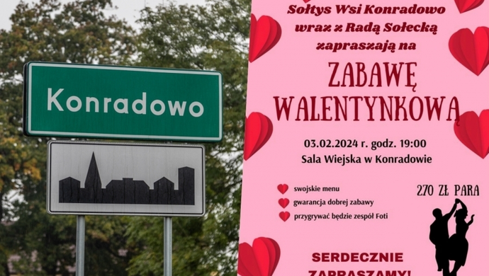 Walentynkowa zabawa w Konradowie. Zaprasza Sołtys i Rada Sołecka