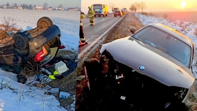 Skoda dachowała po zderzeniu z BMW. Kierowcy to mieszkańcy Wschowy