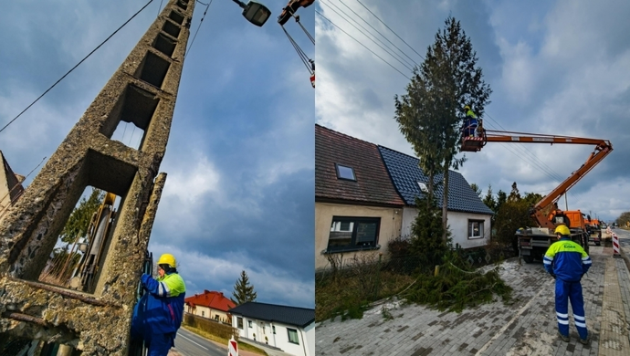Nowa Wieś. Wymieniają słupy energetyczne przy ścieżce rowerowej