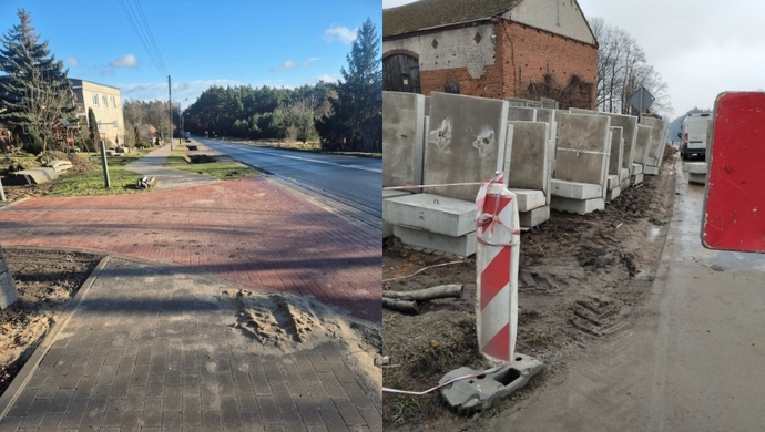 Nowy chodnik w Dryżynie. Prace nabierają tempa przy dobrej pogodzie