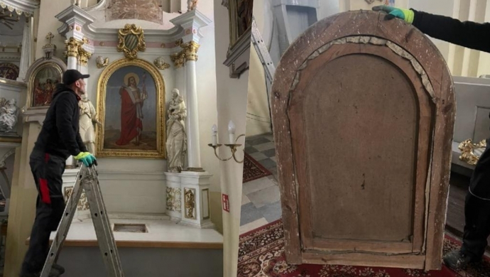Zdemontowali ołtarz z kościoła w Konradowie. Zabytek trafił tymczasowo do Starych Drzewiec