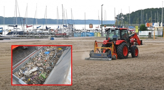 Ciężki sprzęt czyści plaże na ośrodku SCKiW. „Dbamy o komfort naszych gości”