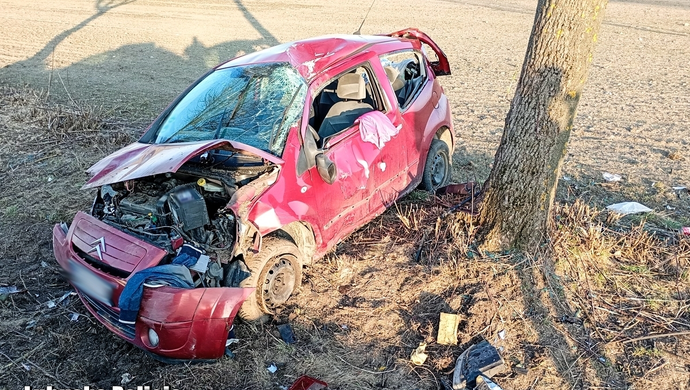 Zabrał auto z dzieckiem w środku i rozbił o drzewo. Miał ponad dwa promile