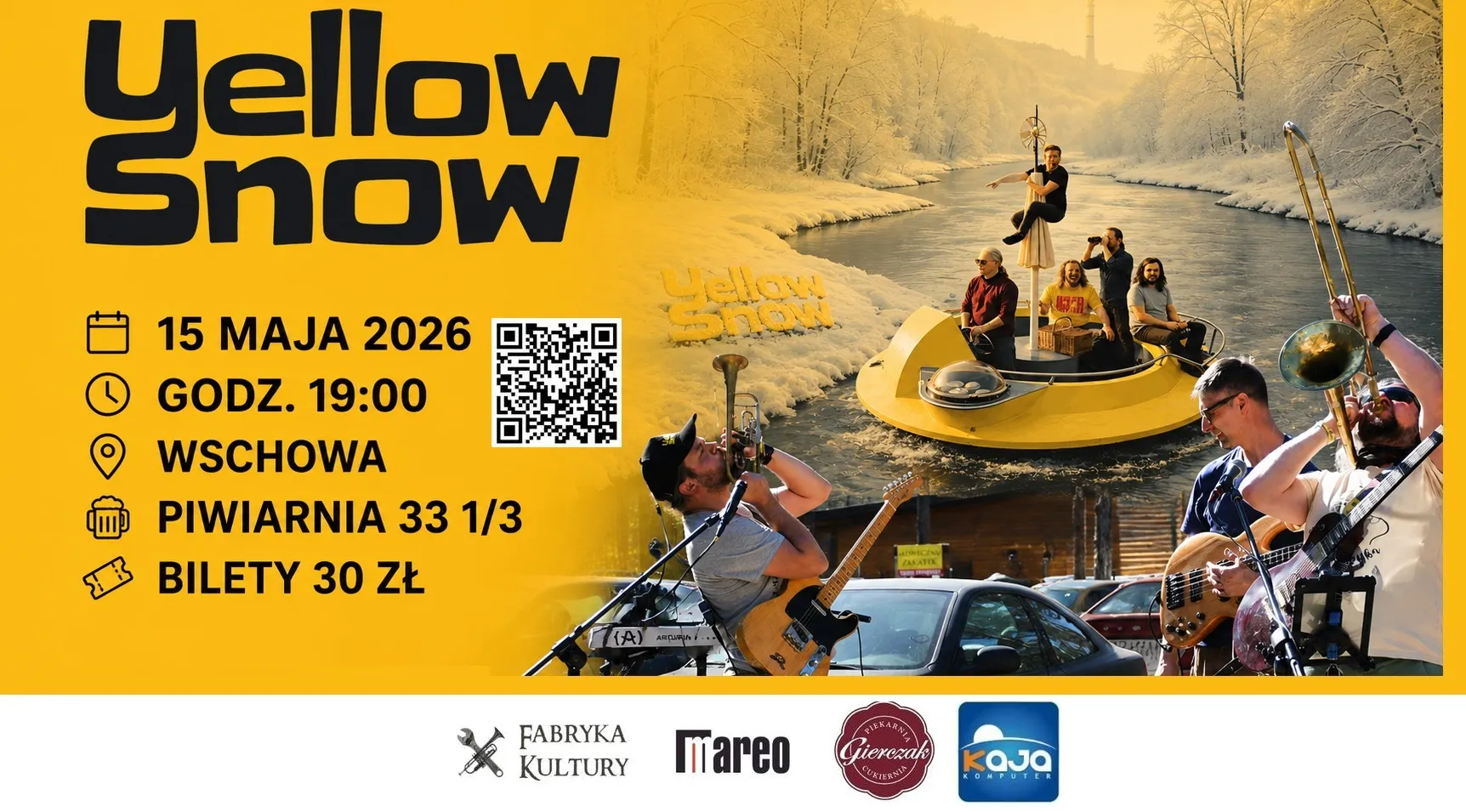 Koncert Yellow Snow we Wschowie! Już 15 maja 2026 o godz. 19:00 w kultowych Trójka (Daszyń…