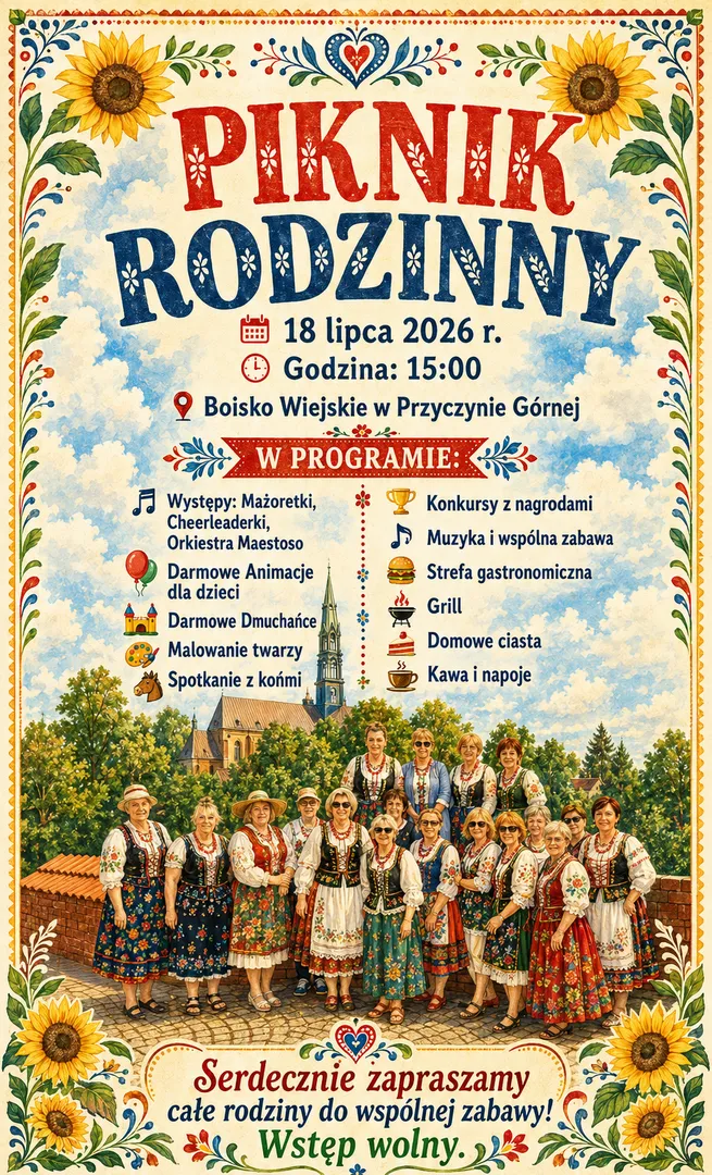 Zbliża się wielki Piknik Rodzinny w Przyczynie Górnej Już 18 lipca 2026 r. o godzinie 15:0…