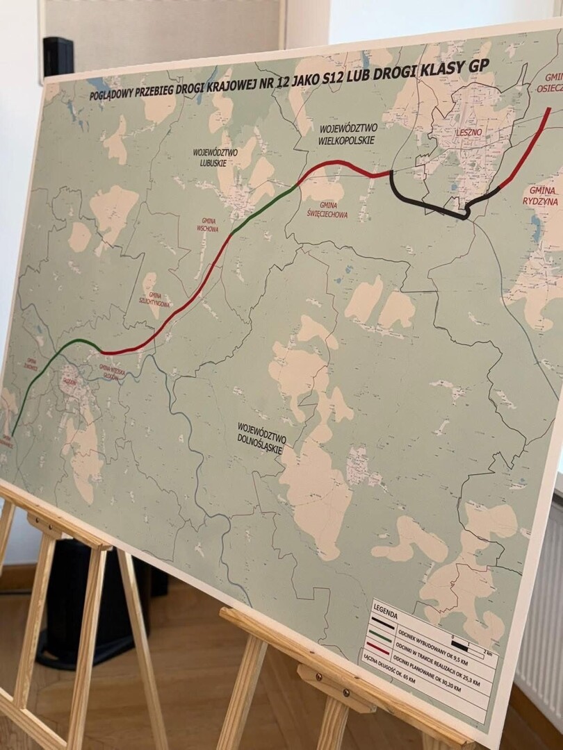 Przebieg drogi krajowej nr 12 jako S12 lub drogi krajowej klasy GP