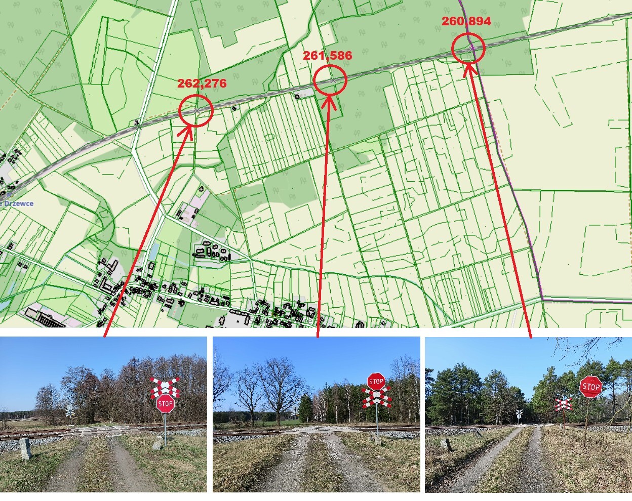 Przejazdy kolejowo w Starych Drzewcach