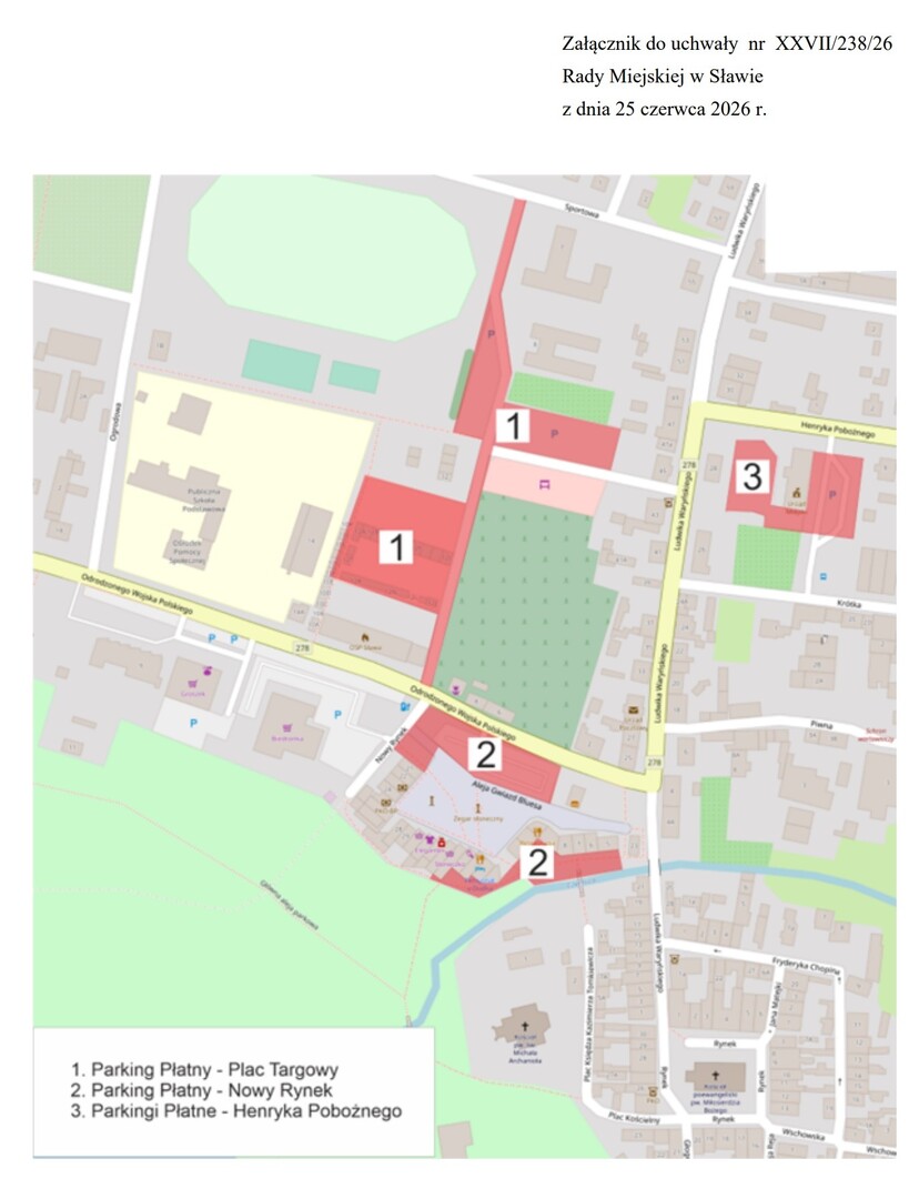 Strefa płatnego parkowania w Sławie Strefa płatnego parkowania w Sławie
